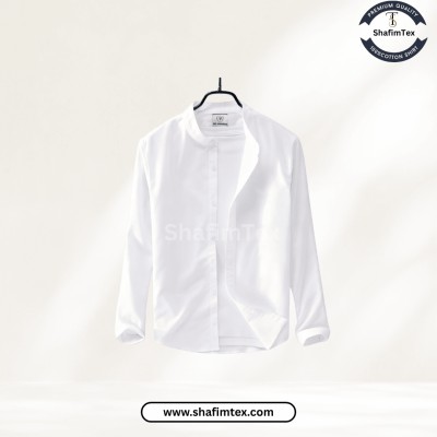 Ban Coller Long Sleeve Shirt for Men (White)
