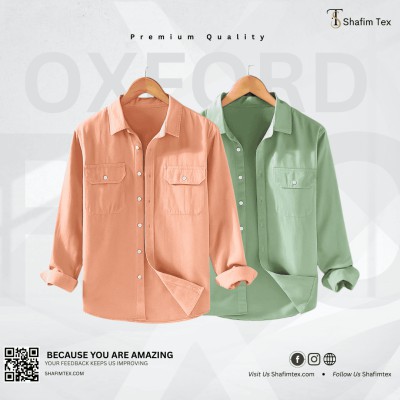 Long Sleeve Double Pocket Shirt (Pink+Lemon)