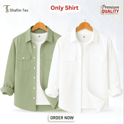 Long Sleeve Double Pocket Shirt (lemon + white)