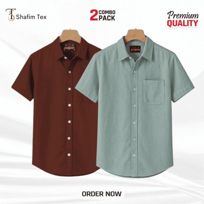 Half Sleeveh One Pocket Shirt (Maroon+sea green)