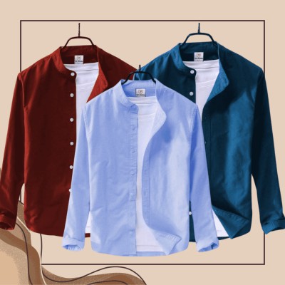 Ban Coller Long Sleeve Shirt for Men