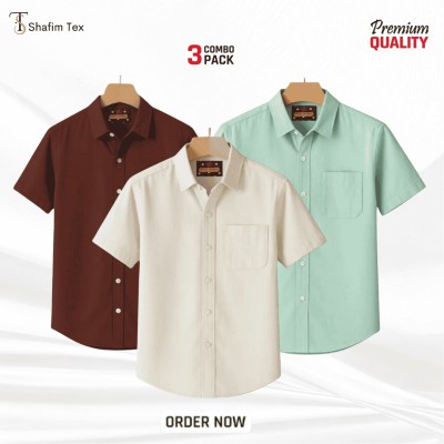 Half Sleeve One Pocket Shirt (maroon+lemon+cream)
