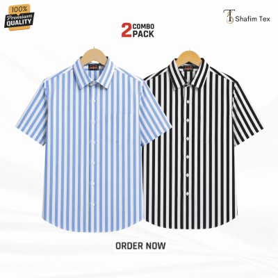 Step Half Shirt ( sky+black white )