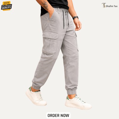 Premium Export Fabric Cargo Joggers (Silver)