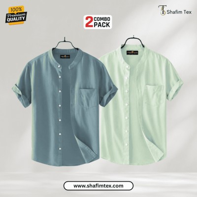 Ban Collar half shirt (Ash+Lemon)