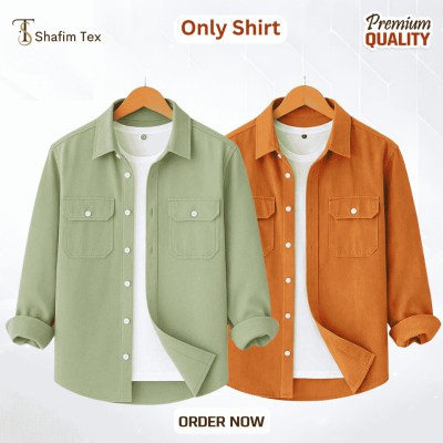 2 Pcs Premium Double Pocket Shirt  ( lemon+Orange )