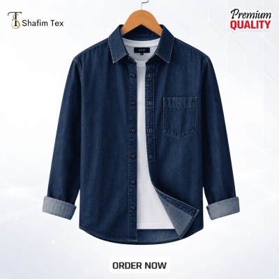 Denim shirt one pocket (deep blue)