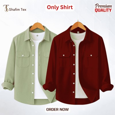 2 Pcs Premium Double Pocket Shirt (Lemon+Merun)