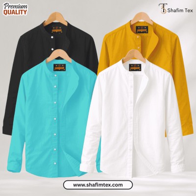 Ban Coller Long Sleeve Shirt for Men (black+fest+yellow+white)