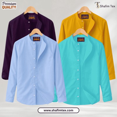 Ban Coller Long Sleeve Shirt for Men (Zam+yellow+sky+fest)