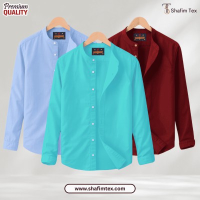 Ban Coller Long Sleeve Shirt for Men (sky+fest+Merun)