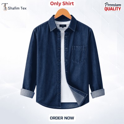 Denim shirt one pocket(Deep blue)