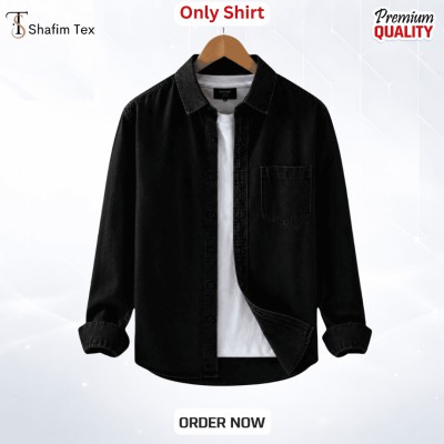 Denim shirt one pocket (Black)