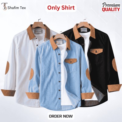 3 pcs Denim full single pocket contrast (white+light blue+black)