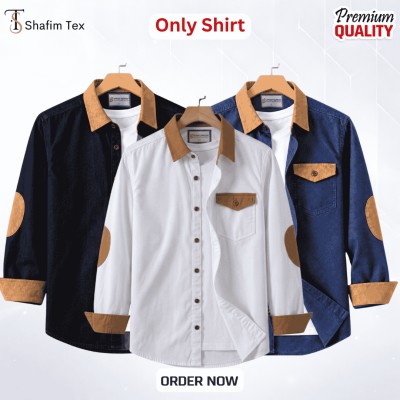 3 pcs Denim full single pocket contrast(Blck+white+deep blue)