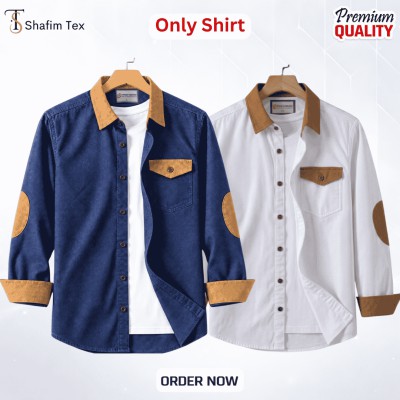 2 pcs Denim full single pocket contrast(deep blue+white)