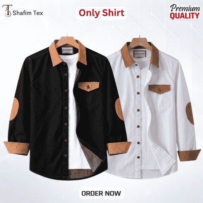 2 pcs Denim full single pocket contrast(Black+white)