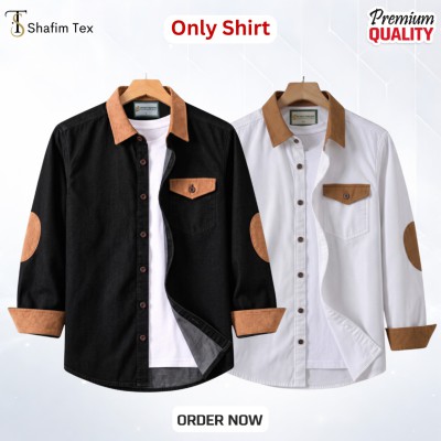 2 pcs Denim full single pocket contrast(Black+white)