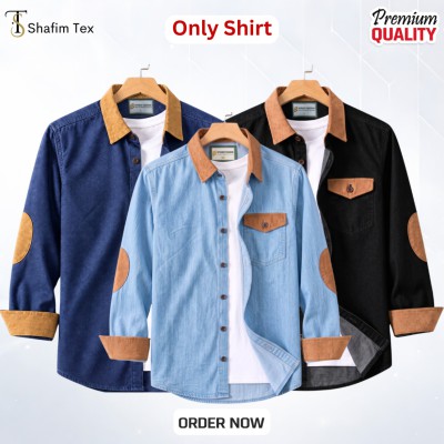 3 pcs Denim full single pocket contrast (deep blue+light blue+black)