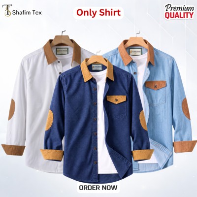 3 pcs Denim full single pocket contrast (white+deep blue+light blue)