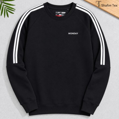 Strip dropshoulder sweepshirt (Black)
