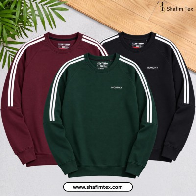 Strip dropshoulder sweepshirt (Merun+green+black)