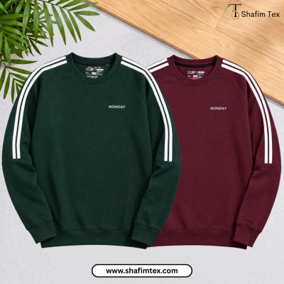 Strip dropshoulder sweepshirt (Green+merun)
