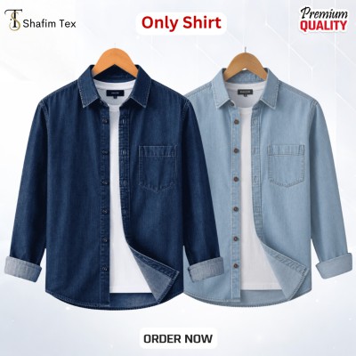 Denim shirt one pocket (Deep blue+Light Blue)